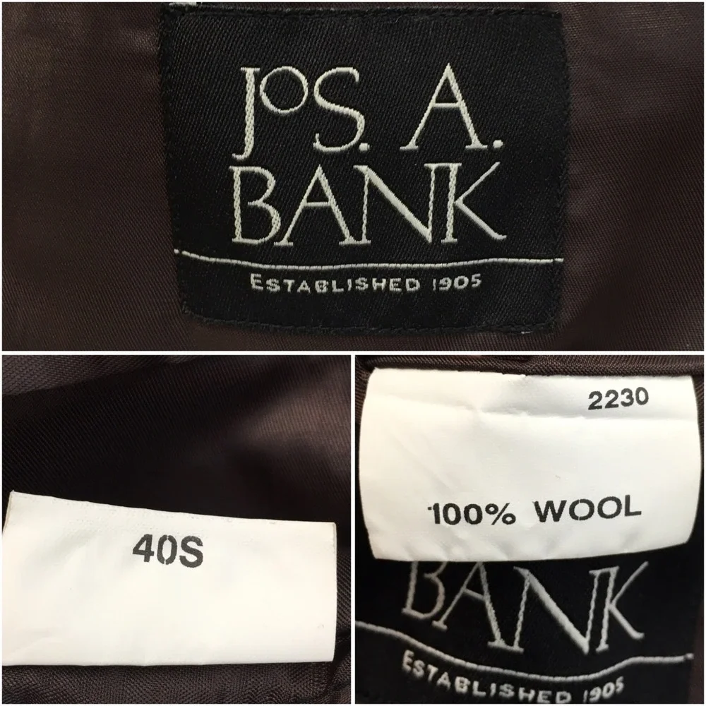 JOS‎ A BANK Mens Tweed Overcoat Long Coat Jacket Wool Size 40S Casual Blazer